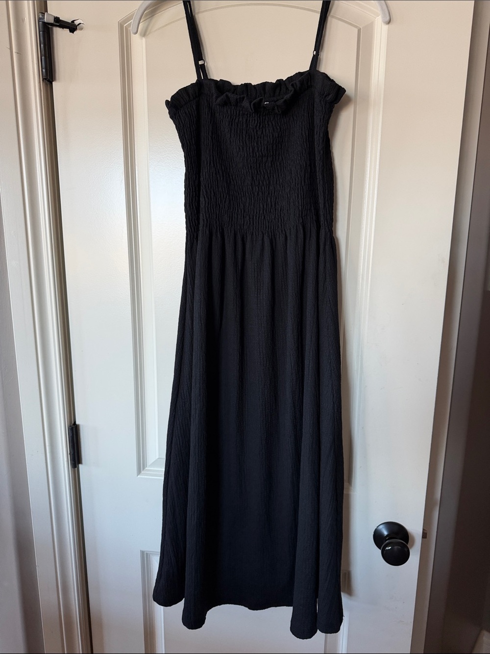 H&M Black Smocked Maxi Dress with Spaghetti Straps